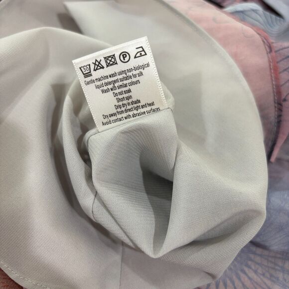 Jigsaw Spiro Print Silk Dress 4 Pastel Pink Blue A-line Flowy Airy Romantic Tea - Picture 9 of 12